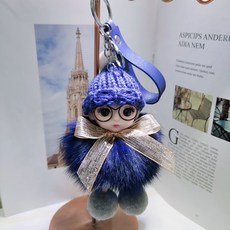 툴이모니 부드러운 아기인형 자동차 열쇠고리 가방장식, 네이비, 1개