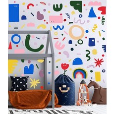 YIMEHDAN Mid Century Modern Atomic Stars Wall Decal Retro Space Planet Vinyl Stickers Removable, 추상 모양