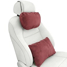 WELBRIT 운전석용 자동차 목 베개용 베개 2개 요추 지지 부드러운 쿠션 추가 충전 액세서리 포함 여행 낮잠 및 수면 여행을 위한 등 지지블랙 헤드 190569, Head and Lumbar, 레드