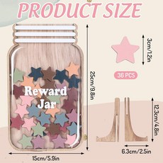 【超繪玩】現貨 兒童星級獎勵罐 星星獎勵罐 獎勵禮物 積極行為獎勵罐 個性化良好行為獎勵 家庭教育木製星級鼓勵 木質擺件, KY2001-大號九色星星（36個星星）