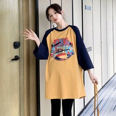 임산부 봄가을 긴팔 티셔츠 캐주얼 롱 티셔츠 데일리 면 라글란 슬리브 스프링 JS