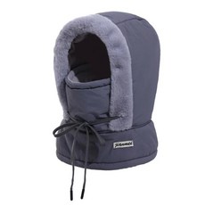 드로스트링 겨울 사이클링 모자 다기능 단색 풀오버 마스크 플러시 방풍, 1. Dark Grey