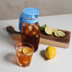 내열 유리 물병 손잡이형 냉장고 물통 2P 가정용 업소용 주스병 1L, 리비\손잡이 물병 2p, 1개