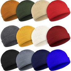 게이가 12피스 트롤러 비니 모자 니트 커프 롤업 엣지 해골 어부 남성용, Multiple Colors