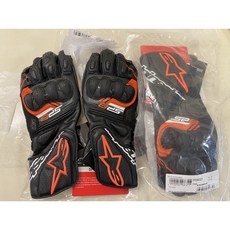 Alpinestars SP-8 V3 觸控手套 全粒面皮革 TPU指關節保護, 黑橘紅,L
