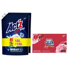 피죤 액츠 퍼펙트 베이킹소다 액상세제 1.5L 2개 + 피죤 건조기 섬유유연제 드라이시트 40매, 베이킹소다+플라워페스티벌, 1세트