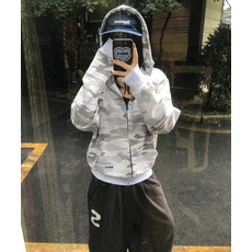 SEW-B 후드집 후드 후디 점퍼 바람막이 트랙탑 트레이닝 자켓 하이넥 화이트 camo (세미오버)