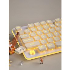 무선키보드 97키 저소음 백라이트 키캡 세트 키보드 무선 저소음 백라이트 컴퓨터, 로우프로파일, 화이트 블루라이트+마우스 유선, 단일 모델