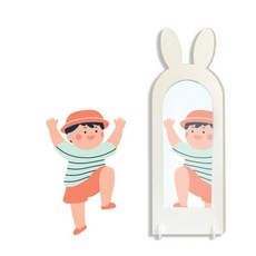 어린이집가구 나무 토끼 유아전신거울 400x1200m 자신감키우기 6세 생일선물 키즈카페, White