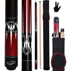 당구 가방 보관 큐케이스 당구대 큐 스틱 저편향 샤프트 하드 케이스 포함 19-20 oz 프로페셔널 풀, Red, 20 oz