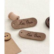 퀼트스타 겟 오버 가죽라벨 팬던트 참장식_빈티지브라운, 2개, 빈티지브라운