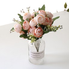 리버그린 조화 러블리 라넌 꽃화병 세트, 피치, 1세트