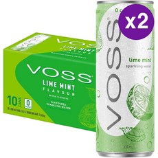 보스 라임 민트 무설탕 스파클링 워터 탄산 330ml 10캔 3.56kg 2개 VOSS Lime Mint Sparkling Water, 20개