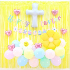 파티짱 부활절 가랜드 풍선 세트 교회 장식 소품, 1개, 풍선 커튼 세트(해피 이스터)