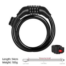 Xunting 자전거 잠금 케이블 기본 자체 코일링 재설정 가능 장착 브래킷 포함 5cm