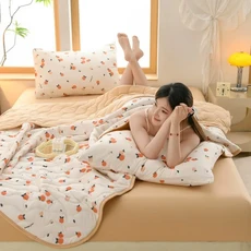 여름 냉방 담요 퀼트 워시드 퀸 더블 경량 이불 부드럽고 통기성 좋은 싱글 얇은 에어컨, 01 200x230cm, 06 04