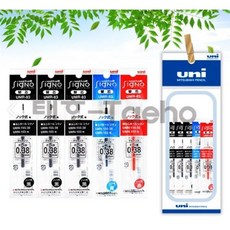 유니 시그노노크 리필 0.38mm 흑/청/적 세트, 1개, 0.38 흑색 3개 + 청색 1개 + 적색 1개
