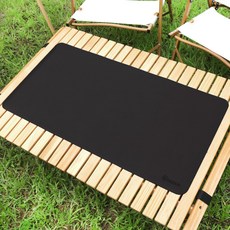 레더스 캠핑 테이블매트 가죽 방수 롤테이블보, 블랙