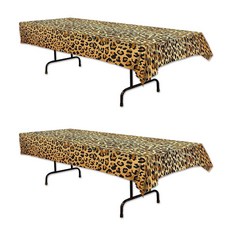 Beistle 타이거 프린트 테이블 커버 137.2 x 274.3cm(54 x 108인치) 2피스 - 플라스틱 테이블보 동물 프린트 식탁보 동물 사파리 테마 장식 사파, 레오파드 프린트