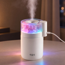 마술사 LED 무드등 가습기 미니 탁상용 USB 초음파 가습기 인테리어 조명, 화이트, BW-2
