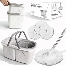 이중 위생적인 물분리 구조 회전 밀대 + 교체용 걸레 4p 세트, 1개