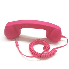 레트로 수화기 핸드셋 마이크조절 전화기, 진분홍 + Type-C 어댑터