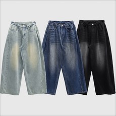 [키140/키150/키160] 키키코 융기모폴딩핀턱와이드데님팬츠 중학생 겨울 와이드 청바지