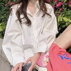 여성 화이트 셔츠 루즈핏 오버사이즈 남방 블라우스 여름 오버핏 블랙 핑크 빅사이즈 반팔