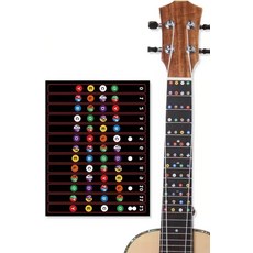 프렛보드 스티커 - 소프라노 콘서트 및 테너 우쿨렐레를 위한 코드 프렛 노트 - 초보 손가락 가이드, 프렛보드 스티커 - 소프라노, 콘서트 및 테너 우쿨렐레