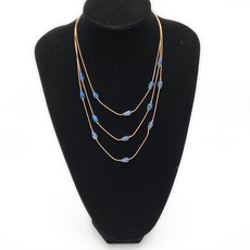 秋冬新款長款毛衣鏈 氣質多層珍珠項鏈 時尚服飾配飾, N015三層水晶短項鍊, 1個