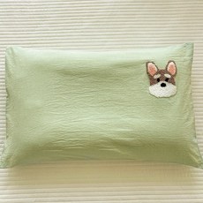 奇奇蕓 兒童枕頭套 純棉水洗棉毛巾繡枕套, 奇奇蕓草綠【A類全棉水洗棉毛巾繡枕套】單,30cmX50cm