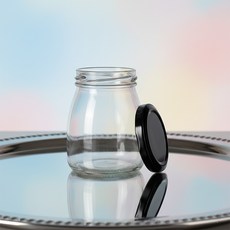 캔들 용기 블랙 뚜껑 우유병 글라스 200ml 푸딩 병 공병, 1개
