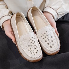여성 발편한 펀칭 로퍼 단화 슬립온 여름 시원한 데일리 근무화 플랫슈즈