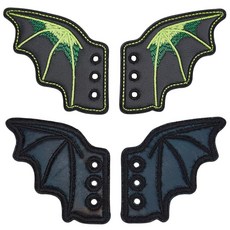 DELORIGIN 신발 날개 박쥐 신발 장식 박쥐 날개 가죽 신발 참 액세서리 DIY 신발 공예 부츠 스케이트 스니커즈 러닝화 캔버스 롤러 신발 할로윈 롤러 더비 2쌍 가죽