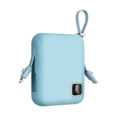 宏晉 迷你快充行動電源 自帶充電線 數字顯示 20W快充 10000mAh, 寶寶藍-霧面, HJ-MINI SP