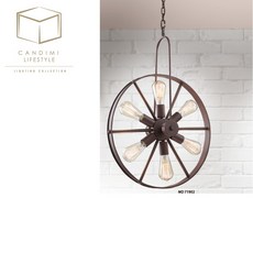 凱得米 工業風鐵漆車輪鎢絲吊燈 附6顆鎢絲燈泡 MD71902
