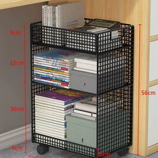 이동식 책상밑 선반 정리대 데스크 철제 화이트 대형, 1개, AA. 검정색 3겹 중형 이동형 모델 - 거친 메쉬