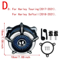 RSD 오토바이 CNC 터빈 공기 청정기 필터 흡입구 할리 스포츠스터 다이나 소프테일 투어링 스트리트 글라이, 04 Blue Filter D