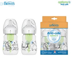 닥터브라운 와이드넥 옵션스 플러스 디자이너 에디션 PP 젖병 2P, 150ml 2P 정글친구들, 150ml, 2개