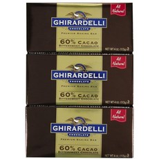 Ghirardelli Bitter Sweet 베이킹 바 60% 카카오 113.4g(4온스) 3팩 194880, 1개, 113g