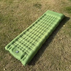 露營氣墊 戶外便攜式腳踩式自動充氣單雙人防潮車載睡墊, 松綠色[尺寸194x70x11厘米] 可