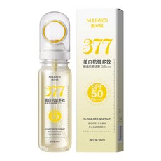 麥米琪 377 美白抗皺多效隔離防曬噴霧 SPF50 PA+++, 1個, 麥米琪防晒噴霧水-透明黃瓶,90ml