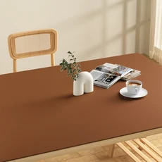 현대 미니멀리스트 일본식 가죽 테이블 매트 방수 내유성 메이크업 데스크 패드 하이 엔드 경량 럭셔리 소, 06 티브라운 [방수 방유 미끄럼 방지 가죽], 06 50x80cm(50x80cm)