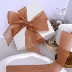 실버 스파클링 원사 리본 쉬폰 웨딩 주름 메쉬 액세서리 밝은 실크 주름 선물 상자 꽃 번들 포장, 01 5 Meters, 13 19