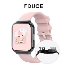 FDUCE 초슬림 통화가능 스마트워치 T13 GPS 블루투스 운동 워치 한글판 웨어러블 1.75인치 t13, 4.445cm, 핑크