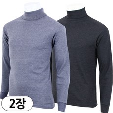 2장 [더빅보스] HI 국민 기본 순면 목티 _ 남성용 데일리 이너웨어 국산 무지 목폴라 반목 긴목 긴팔티 B1124