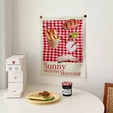 레드체크 주방 거실 벽면 패브릭포스터 인테리어 벽장식 소형, 레드체크 패브릭포스터