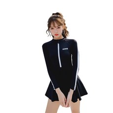 LIULU防曬長袖連體韓國ins風網紅顯瘦遮肚保守溫泉學生游泳衣女仙女範