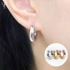 VARAM [한쌍] 써지컬316L스틸 볼드 원터치 링귀걸이