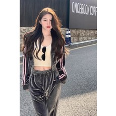 싱싱덴덩 여성 트레이닝 세트 후드티 벨벳 쇼트 톱 빅 사이즈 상하복 투피스